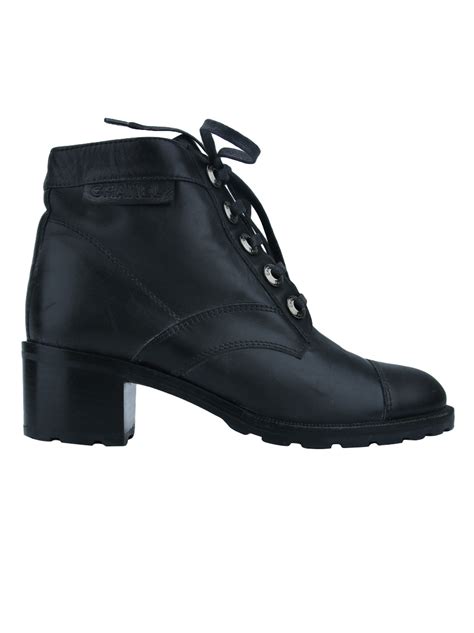 bota chanel coturno|Coturno Chanel Couro Preto Original .